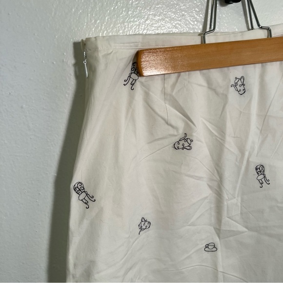 Vintage Loft Skirt White Embroidered Cafe Pattern 8 - Picture 9 of 10